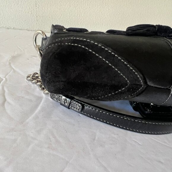 Y2K COACH SOHO CRYSTAL EMBELLISHED BUCKLE SATIN SUEDE COMBO SMALL BAG - Picture 7 of 9